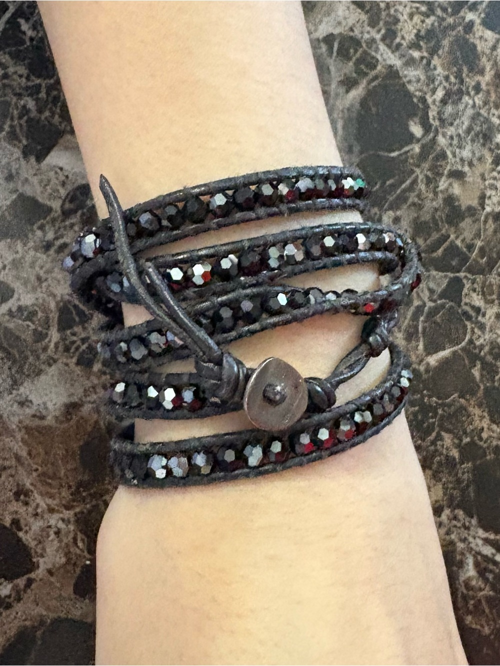 Chan Luu Handmade Black Wrap Bracelet with Faceted Beads